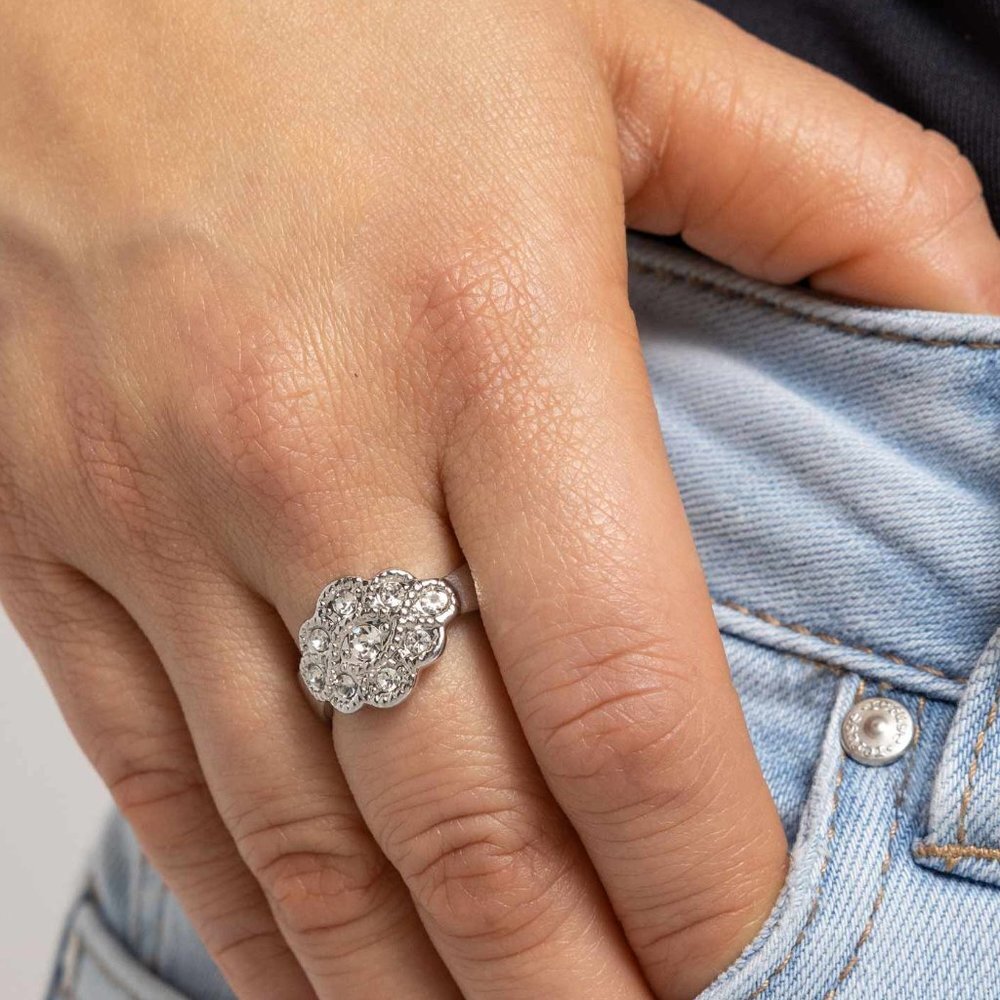 Floral Frou-Frou - White Ring